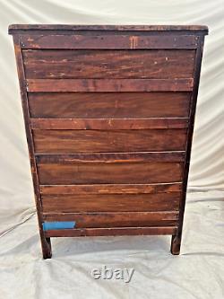 Antique Dresser Tallboy Five Drawers Quarter Sawed Tiger Oak Five Locks no key