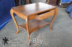 Antique Early 20th C. Quartersawn Tiger Oak Library Table Desk Arts & Crafts