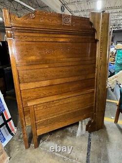 Antique Eastlake Victorian Tiger Oak FULL Size Bed