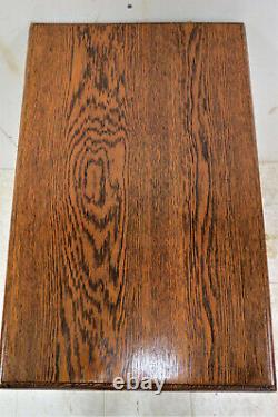 Antique English Barley Twist Tiger Oak Utensil Table