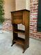 Antique English Carved Tiger Oak Pipe Smoke Stand Cabinet Table Humidor Box