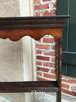 Antique English Carved Tiger Oak Plate Platter Wall Rack Display Shelf Kitchen