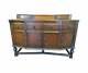 Antique English Carved Tiger Oak Sideboard Or Buffet With Figural Hardware