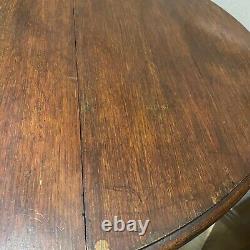 Antique English Dark Wood Drop Leaf and Barley Twist Gateleg Oval Table