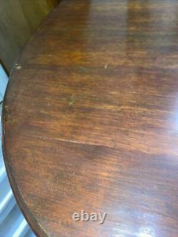 Antique English Dark Wood Drop Leaf and Barley Twist Gateleg Oval Table