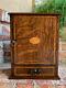 Antique English Inlaid Tiger Oak Pipe Smoke Cabinet Game Box Humidor Copper