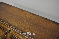 Antique English Jacobean Style Tiger Oak Wood Drop Front Secretary Desk