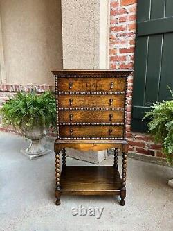 Antique English Music Cabinet Office File Jacobean Petite End Table Tiger Oak