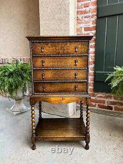 Antique English Music Cabinet Office File Jacobean Petite End Table Tiger Oak