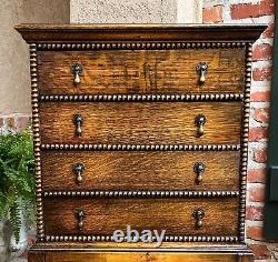 Antique English Music Cabinet Office File Jacobean Petite End Table Tiger Oak