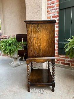 Antique English Music Cabinet Office File Jacobean Petite End Table Tiger Oak