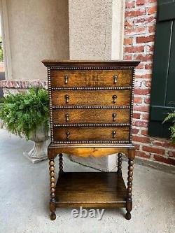 Antique English Music Cabinet Office File Jacobean Petite End Table Tiger Oak