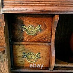 Antique English Ornate Hand Carved Tiger Oak Pipe/Tobacco Cabinet/Wall Hanging