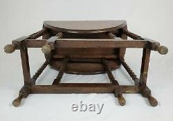 Antique English Tiger Oak Barley Twist Drop Leaf Side Sofa Table Oval Small