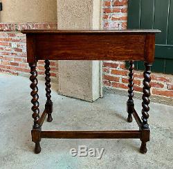 Antique English Tiger Oak Barley Twist Hall Sofa Table Desk Jacobean Style