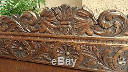 Antique English Tiger Oak Carved Foyer Sofa TABLE Renaissance Sideboard Gothic