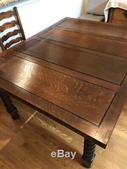 Antique English Tiger Oak Dinning Table