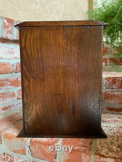 Antique English Tiger Oak Pipe Smoke Cabinet Game Card Box Humidor Glass Copper