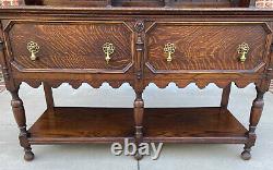 Antique English Welsh Plate Dresser Sideboard Server Buffet Jacobean Tiger Oak