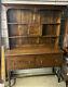 Antique English Welsh Tiger Oak Dresser China Cupboard Farmhouse Hutch We Ship