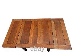 Antique Expanding Coffee Table Barley Twist Legs Quarter sawed Tiger Oak