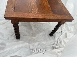 Antique Expanding Coffee Table Barley Twist Legs Quarter sawed Tiger Oak