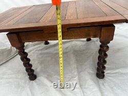 Antique Expanding Coffee Table Barley Twist Legs Quarter sawed Tiger Oak