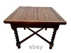 Antique Expanding Pub Dining Table Barley Twist Legs Quarter sawed Tiger Oak