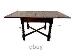 Antique Expanding Pub Dining Table Barley Twist Legs Quarter sawed Tiger Oak