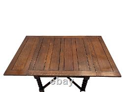 Antique Expanding Pub Dining Table Barley Twist Legs Quarter sawed Tiger Oak