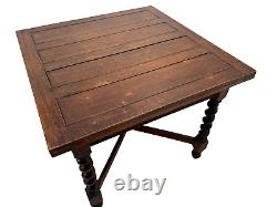 Antique Expanding Pub Dining Table Barley Twist Legs Quarter sawed Tiger Oak