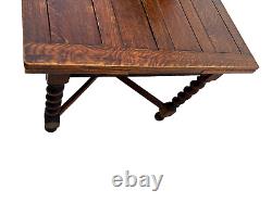 Antique Expanding Pub Dining Table Barley Twist Legs Quarter sawed Tiger Oak