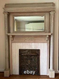 Antique Fireplace Mantel made of TIGER OAK with Removable BRONZE STYLE SCREEN