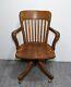 Antique Ford & Johnson Mission Tiger Oak Wood Banker Swivel/rolling Office Chair