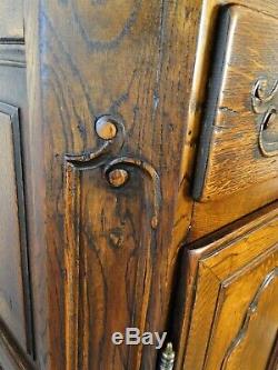 Antique French Buffet Bar Sideboard Server Tiger Oak Marks Carved Key Quality