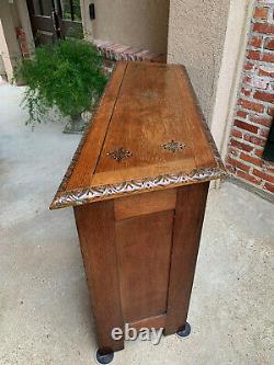 Antique French Carved Tiger Oak Altar TABLE Hall Foyer GOTHIC Chapel Church