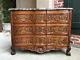 Antique French Carved Tiger Oak Chest Of Drawers Marble Top Table Louis Xv
