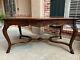 Antique French Carved Tiger Oak Dining Table Library Louis Xv Ram Hoof Desk