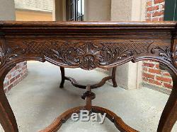 Antique French Carved Tiger Oak Dining TABLE Library Louis XV Ram Hoof DESK