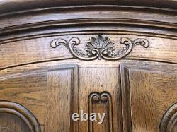 Antique French Country Armoire two door Scalloped Apron Carved Shell Tiger Oak