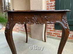 Antique French Country Carved Tiger Oak TABLE DESK Bureau Plat Kitchen Dining