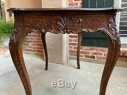 Antique French Country Carved Tiger Oak TABLE DESK Bureau Plat Kitchen Dining
