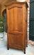 Antique French Country Tiger Oak Armoire Wardrobe Bonnetiere Storage Cabinet