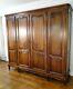 Antique French Country Wardrobe Armoire 4 Door Shelves Hanging Rod Tiger Oak
