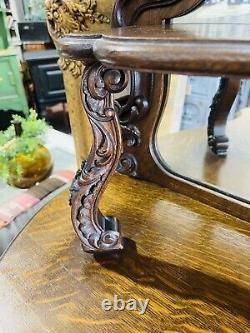 Antique French Rococco Style Buffet, Sideboard, Tiger Oak, Entryway