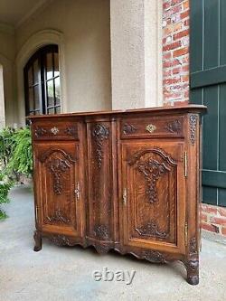 Antique French Sideboard Foyer Cabinet Louis XV Carved Tiger Oak 19th century