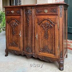 Antique French Sideboard Foyer Cabinet Louis XV Carved Tiger Oak 19th century