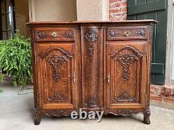 Antique French Sideboard Foyer Cabinet Louis XV Carved Tiger Oak 19th century