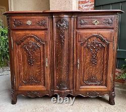 Antique French Sideboard Foyer Cabinet Louis XV Carved Tiger Oak 19th century