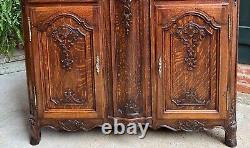 Antique French Sideboard Foyer Cabinet Louis XV Carved Tiger Oak 19th century